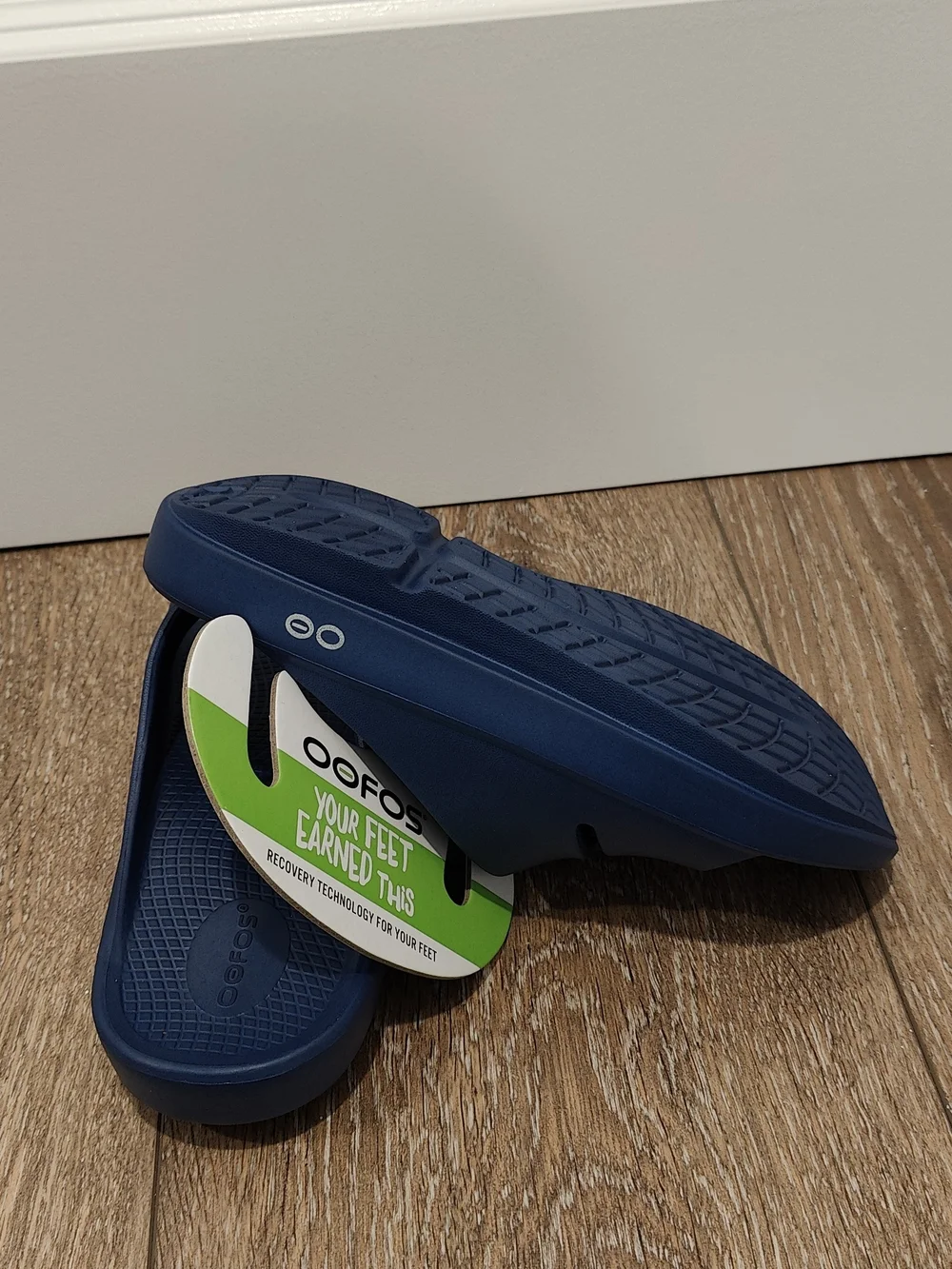 OOFOS Navy Slide OOahh Recovery Sandals